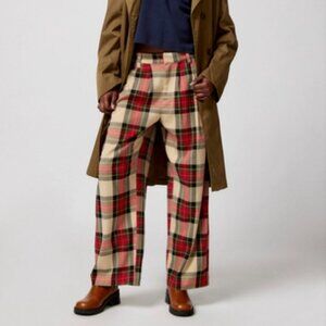 URBAN OUTFITTERS Grandpa Baggy Trouser Pant in Red Tartan Plaid, size 8